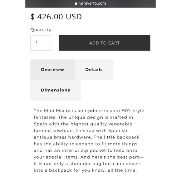 SOLD - VereVerto - Mini Macta Bag / Backpack - Picture 5 of 8